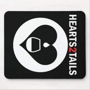 Hearts2Tails White Graphic Logo w/Text Mouse Pad
