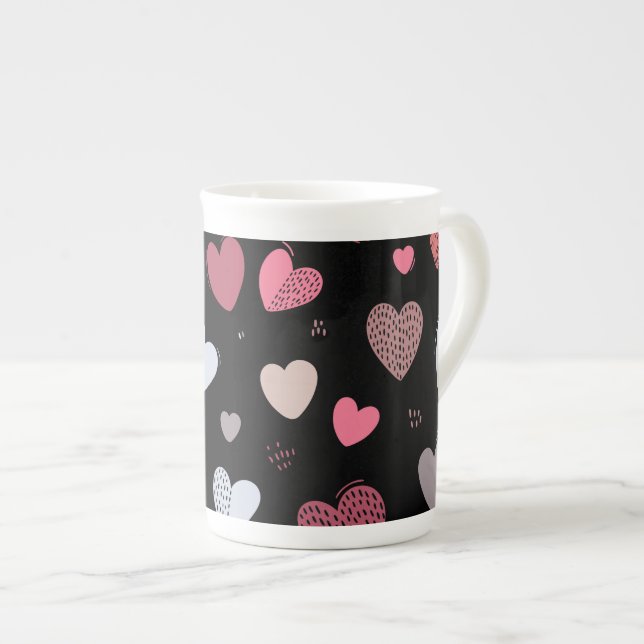 Hearts 2 bone china mug (Front Right)