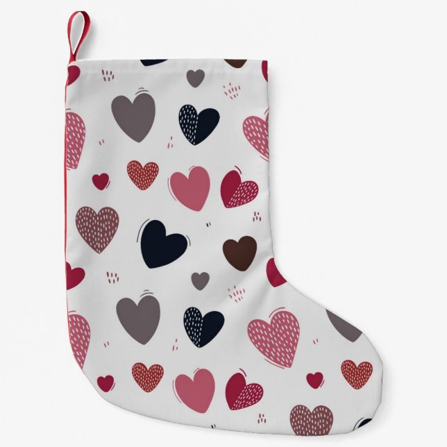 Hearts 3 small christmas stocking (Front)