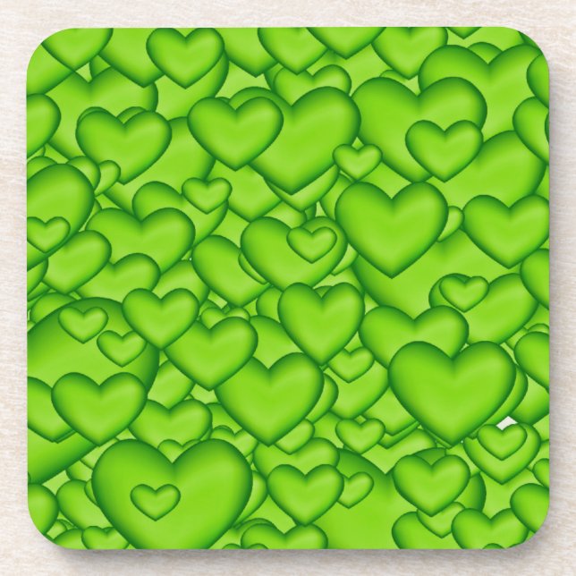Hearts 3D Texture Green Pattern-68689 Coaster (Front)