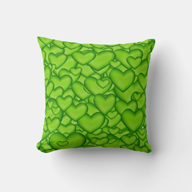 Hearts 3D Texture Green Pattern-68689 Cushion (Front)