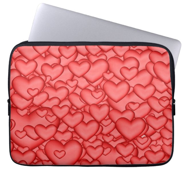 Hearts 3D Texture Red Pattern-23956 Laptop Sleeve (Front)