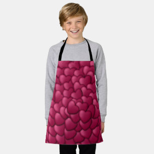 Hearts 3D Texture Red Pattern-32322 Apron