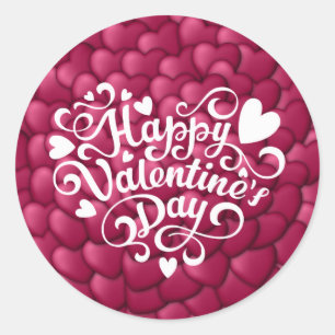 Hearts 3D Texture Red Pattern-32322 Classic Round Sticker