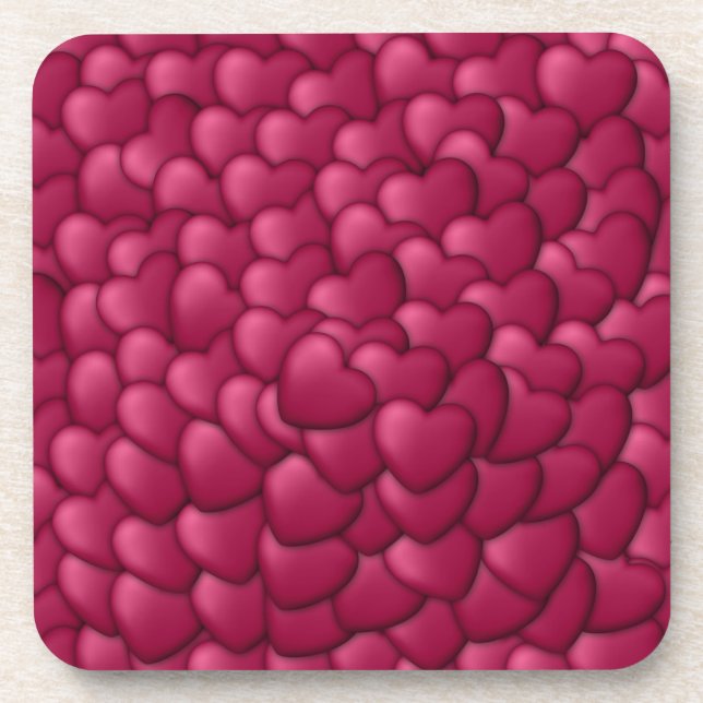 Hearts 3D Texture Red Pattern-32322 Coaster (Front)