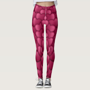 Hearts 3D Texture Red Pattern-32322 Leggings