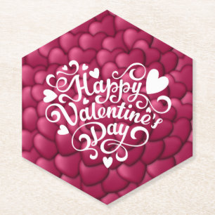 Hearts 3D Texture Red Pattern-32322 Paper Coaster