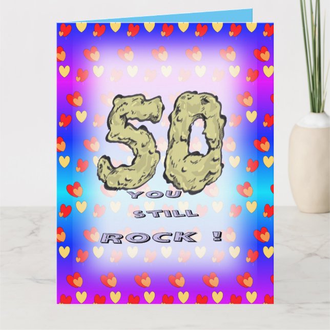 Hearts 50th Anniversary Cust. Greeting Card (Front)