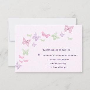 Heart's a Flutter RSVP (lilac) Card