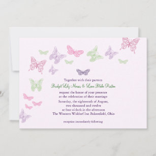 Heart's a Flutter Wedding Invitation lilac