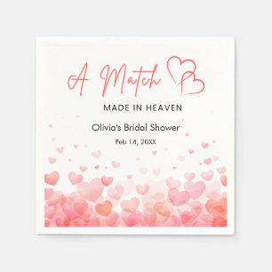 Hearts A Match Made in Heaven Bridal Shower Napkin