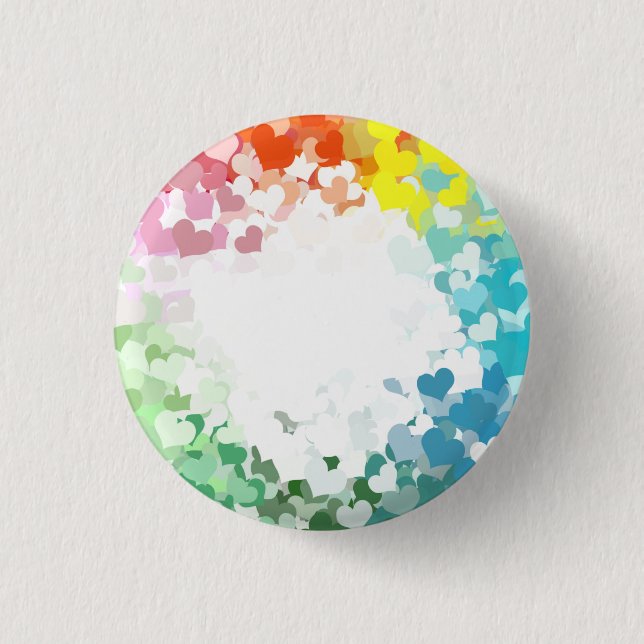 Hearts Abstract Yellow Orange Blue Green Pink Red 3 Cm Round Badge (Front)