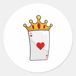 Hearts Ace with Queen Crown Classic Round Sticker