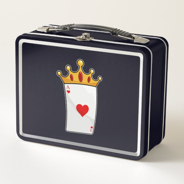Hearts Ace with Queen Crown Metal Lunch Box (Front)
