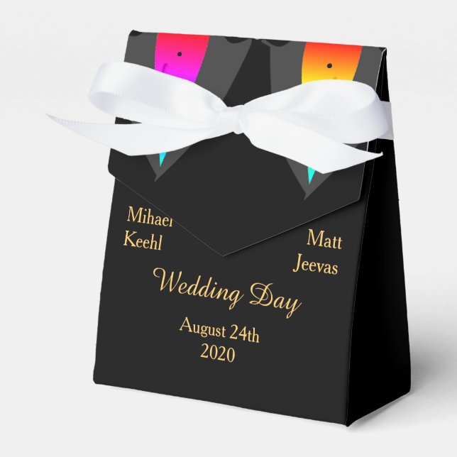 Hearts Aglow with Pride Gay Wedding Favour Box (Front Side)