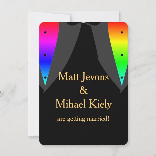 Hearts Aglow with Pride Gay Wedding Save The Date Invitation (Front)