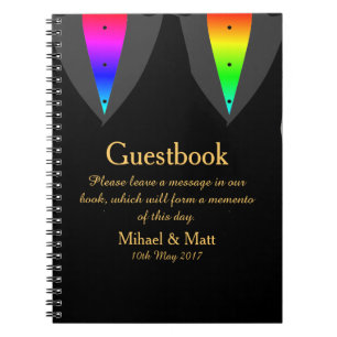 Hearts Aglow with Pride Guestbook for Gay Weddings Notebook