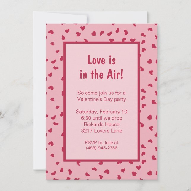 Hearts All Around Pink Valentine's Day Party Invitation (Front)