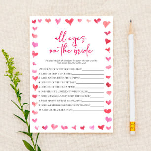 Hearts All Eyes On The Bride Bridal Shower Game  Stationery