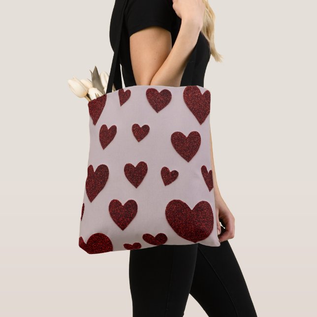 Hearts All-Over-Print Tote Bag (Close Up)