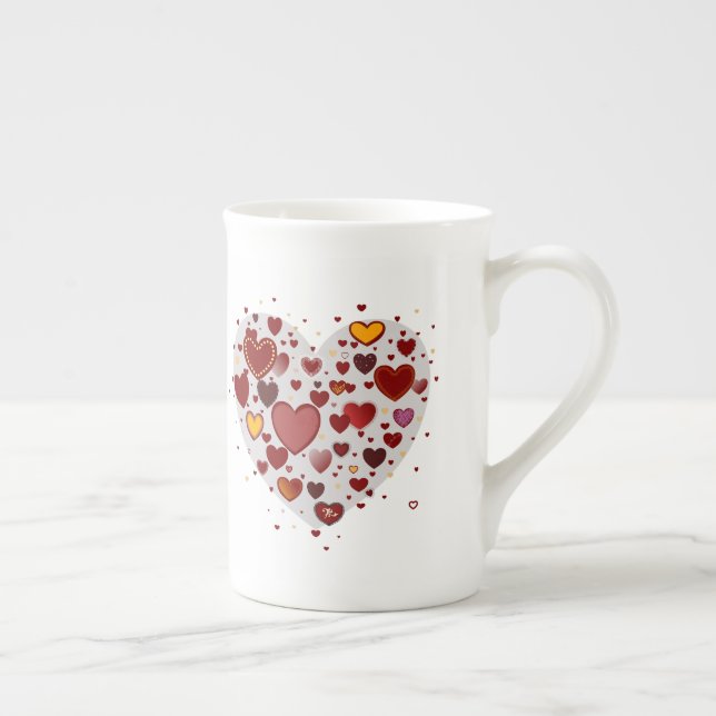 Hearts allover bone china mug (Right)