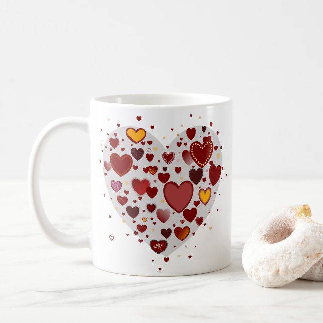 Hearts allover coffee mug (With Donut)