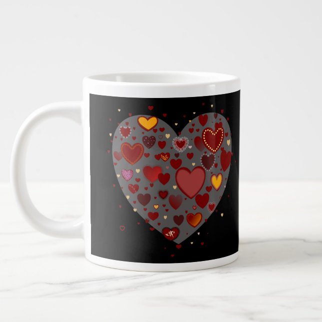 Hearts allover large coffee mug (Left)