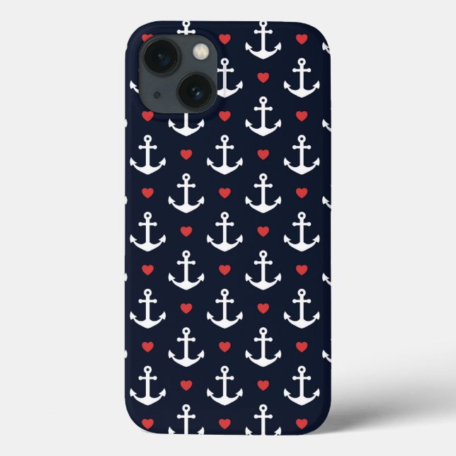 Hearts And Anchors Pattern Case-Mate iPhone Case (Back)