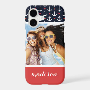 Hearts And Anchors Pattern Your Photo & Name