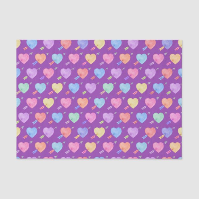 Hearts and Arrows Bright Pattern Colourful Tissue Paper (Front)