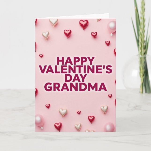 Hearts And Balloons Grandma Card (Front)