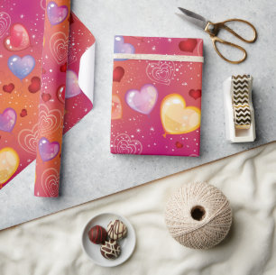 Hearts and Balloons Valentines Wrapping Paper