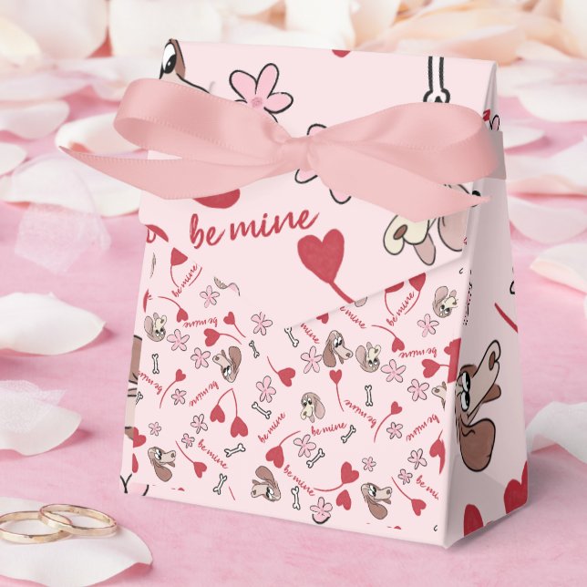 Hearts and Basset Hounds Pattern Design Favour Box (Wedding)
