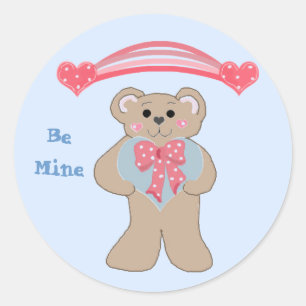 Hearts and Bear Be Mine Classic Round Sticker