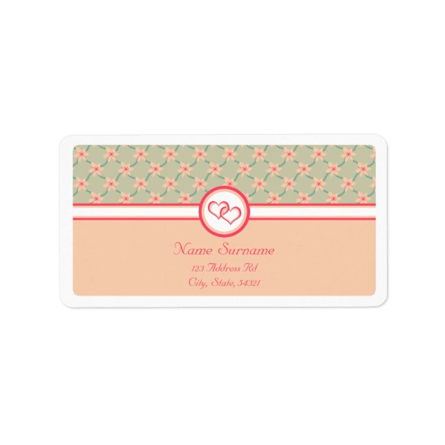 Hearts and Blossoms, wedding address labels (Front)