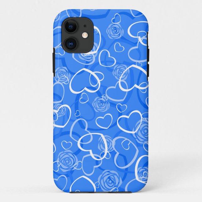Hearts and Blue Roses Case-Mate iPhone Case (Back)
