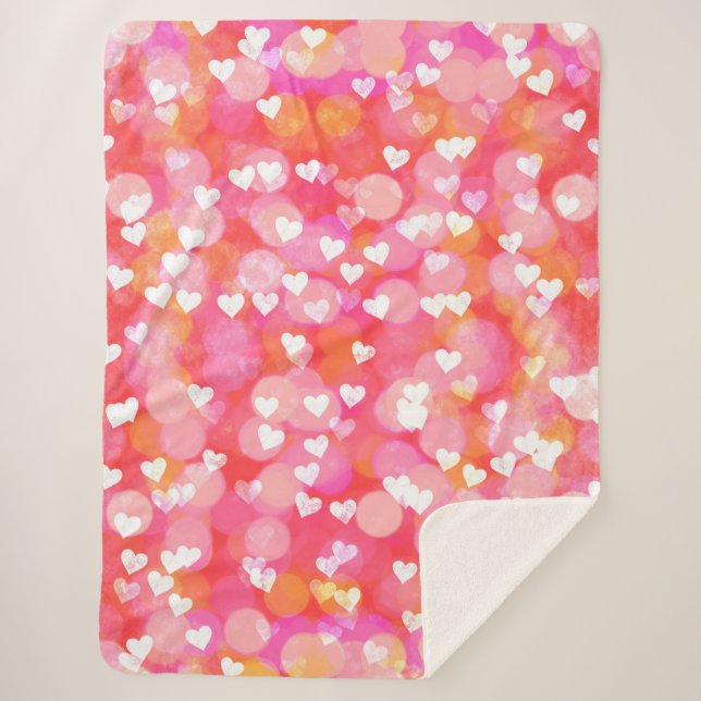 Hearts and Bokeh Sherpa Blanket (Front)