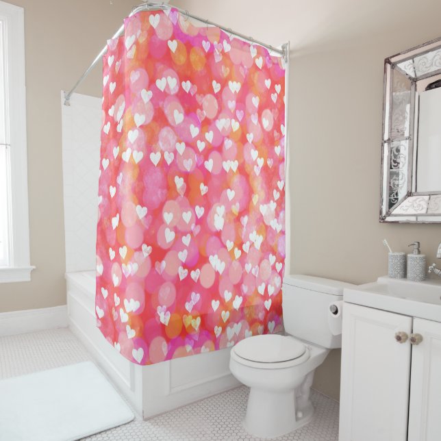 Hearts and Bokeh Shower Curtain (In Situ)