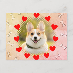 Hearts And Bones Dog Frame Print Postcard