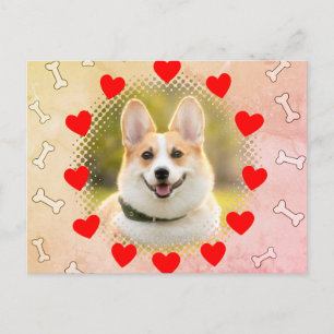 Hearts And Bones Dog Frame Print Postcard