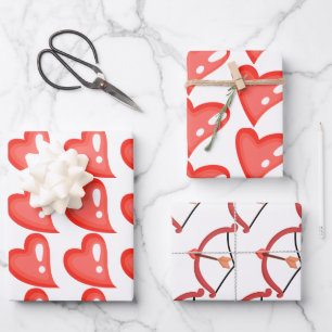 hearts and bow heart wrapping paper