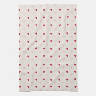 Hearts and Bows Coquette Pattern Kitchen Towel