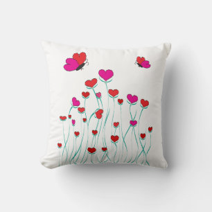 Hearts and Butterflies Valentine Love Cushion