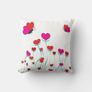 Hearts and Butterflies Valentine Love Cushion