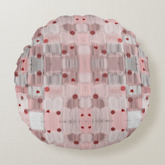 hearts and buttons round cushion