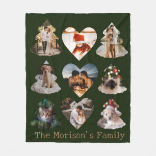 Hearts and Christmas photo Fleece Blanket