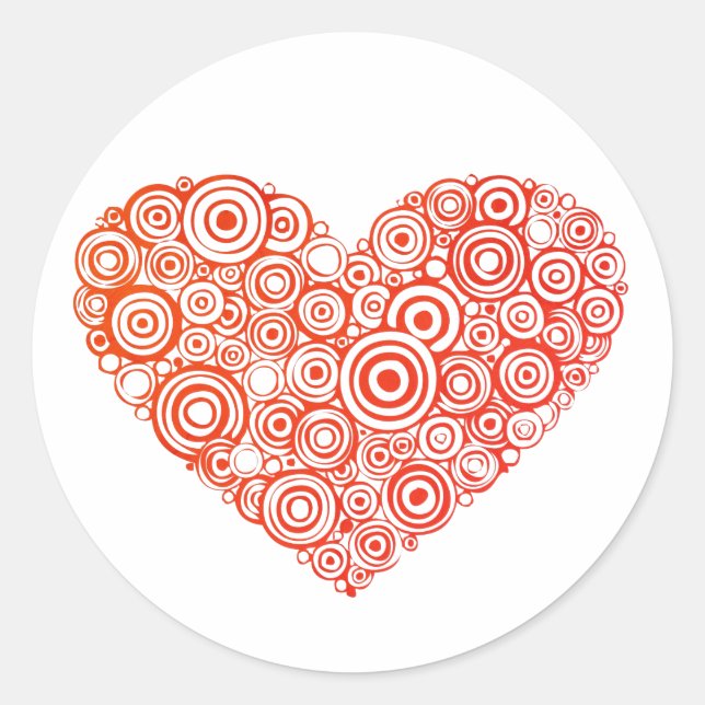 Hearts and Circles Classic Round Sticker (Front)