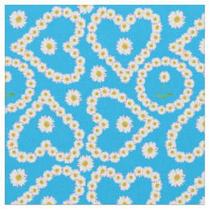 Hearts and Circles Daisy Chains Blue Custom Fabric