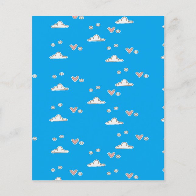 Hearts and clouds on blue  (Front)