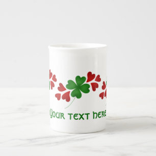 Hearts and clover bone china mug